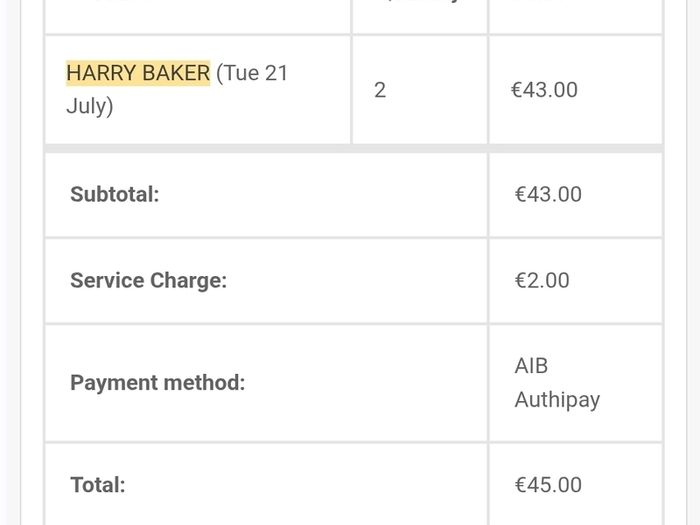 Harry Baker Tickets