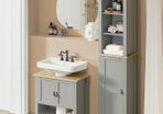 Tall Boy Stylish Bathroom Cabinet  Grey / Wood Colour