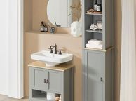 main image for ad Tall Boy Stylish Bathroom Cabinet  Grey / Wood Colour