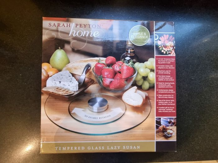 Sarah Peyton 12-inch Tempered Glass Lazy Susan - New in Box