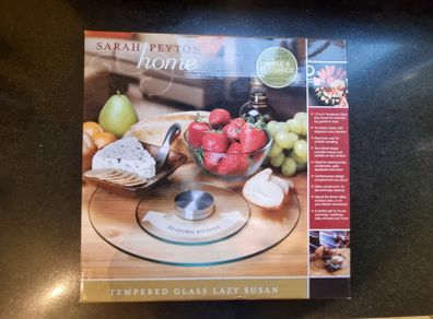 Sarah Peyton 12-inch Tempered Glass Lazy Susan - New in Box