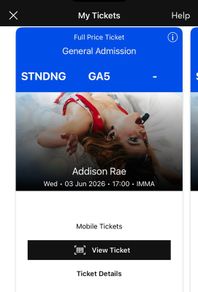 Addison Rae tickets x 4