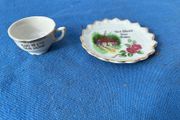 Miniature cup and plate- God bless our home