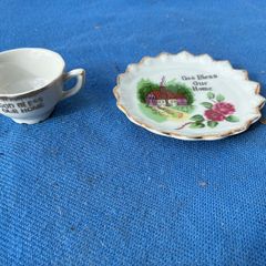 Miniature cup and plate- God bless our home