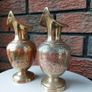 Antique Indian Etched Brass Vases Image 2