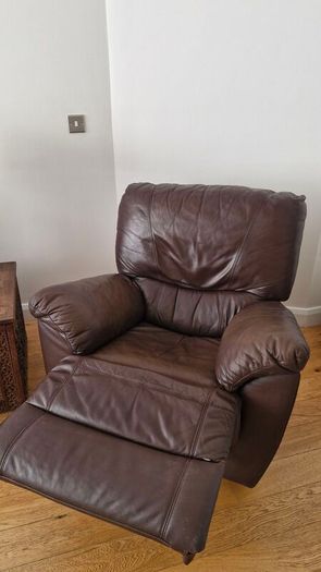 Suite of reclining leather sofas