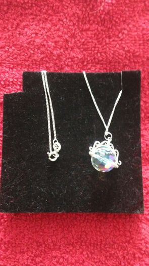 Sterling silver disco ball pendant necklace