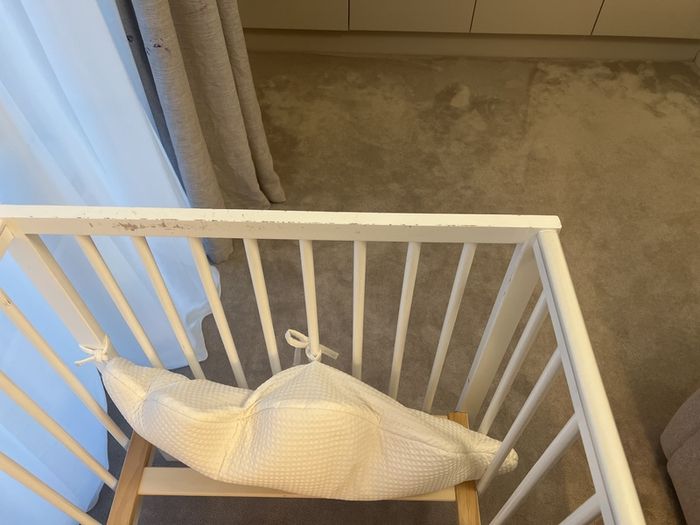 Baby cot bed with matress, leak proof and sheets, Baby Elegance 120 x 60cm, white