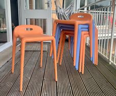 Vintage Atomic Style 1990s YUYU Maris Made in Italy stackable chairs