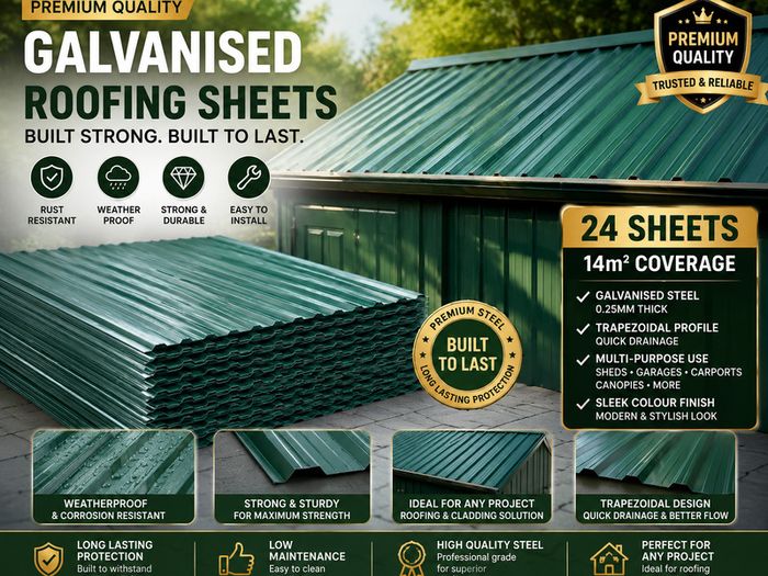 24 x Metal Roofing Sheets for Shed 7m2 Corrugated Roof Panels
