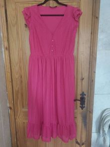 Hot pink/cerise lace maxi dress (free post)