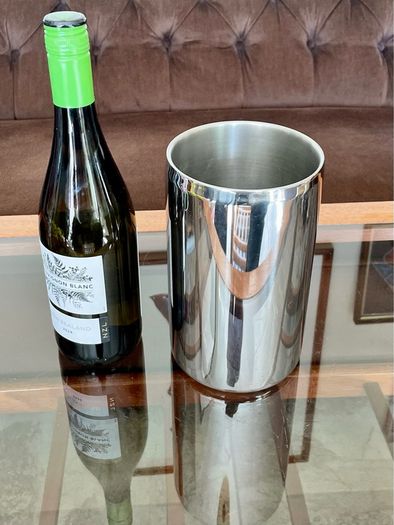 Mirror Polished Stainless Steel Double Walled Wine Cooler resembling the Wine Bottle Cooler