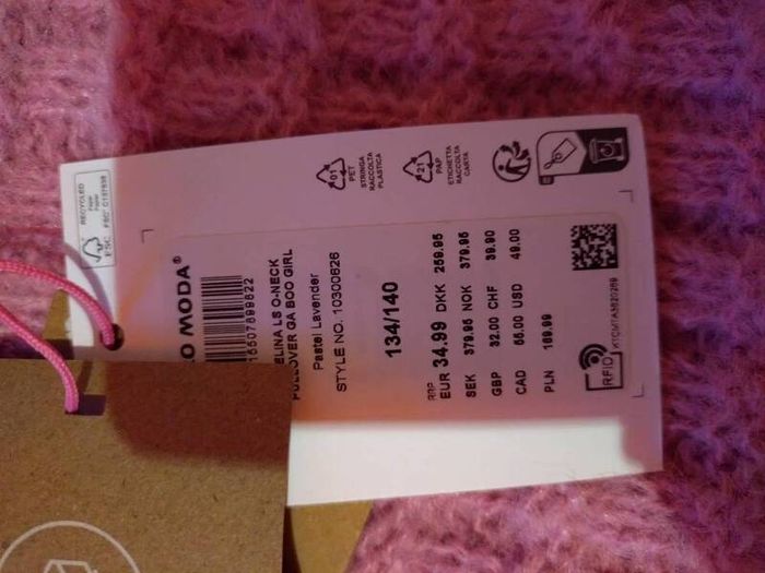 vera moda pink jumper , 9-10yrs