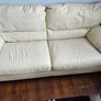 sofa cream real leather large two seater Image 2