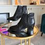 Black Leather Block Heel Ankle Boots Size UK 4 / EU 37 Image 8