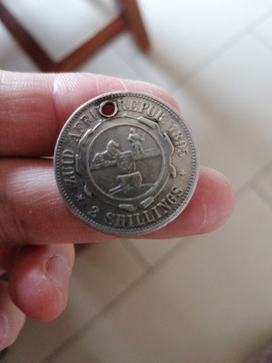 1895 South Africa Silver Two Shillings Coin