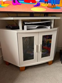 Upcycled Grey Corner TV Unit Media Cabinet