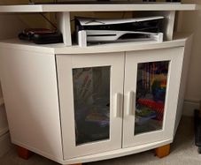 Upcycled Grey Corner TV Unit Media Cabinet