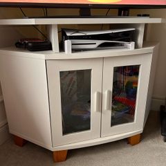 Upcycled Grey Corner TV Unit Media Cabinet