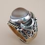 Antique Style Sulemani Agate Ring Vintage Brass & Silver Inlay Design Image 9