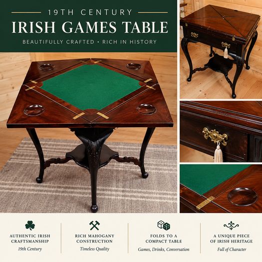 19th Century Irish Mahogany Games/Envelope Table