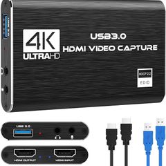 4K USB 3.0 HDTV Video Capture Card HDMI-compatible Video Recorder Grabber For PC PS4 OBS Game Recording Game Audio Mic