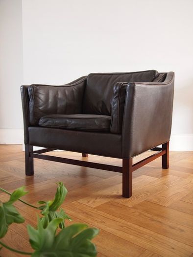 Georg Thams for Grant Mobelfabrik Mid Century Modern Danish Leather Armchair Vintage 1960s
