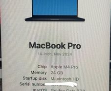 Macbook Pro 14" M4 Pro 24GB 512GB Space Black