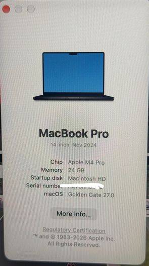 Macbook Pro 14" M4 Pro 24GB 512GB Space Black