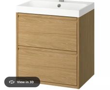 IKEA ANGSJON 2-Drawer Wash Stand BACKSJON Sink - Unused Oak Effect 60cm