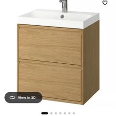 IKEA ANGSJON 2-Drawer Wash Stand BACKSJON Sink - Unused Oak Effect 60cm