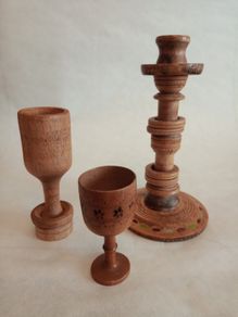 Vintage Hand Turned Wooden Items x 3