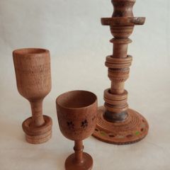 Vintage Hand Turned Wooden Items x 3