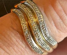 Ladies 9ct Gold Diamond Ring yellow white and rose gold top