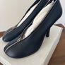 Burberry Navy Leather Baby Zip Heels Size 8 Image 3
