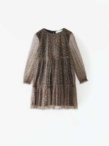 Stunning girls animal print chiffon dress by Zara 7 8