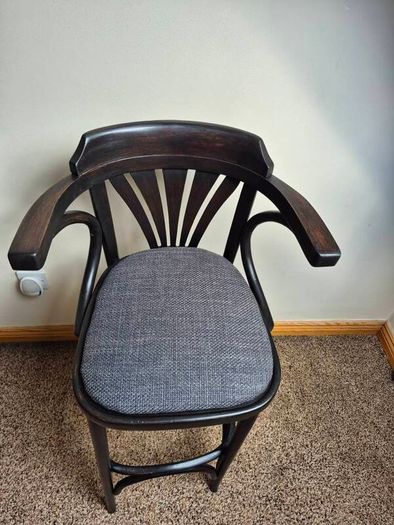 Mid-Century Modern Ebonized Bentwood Fanback Bar Stool