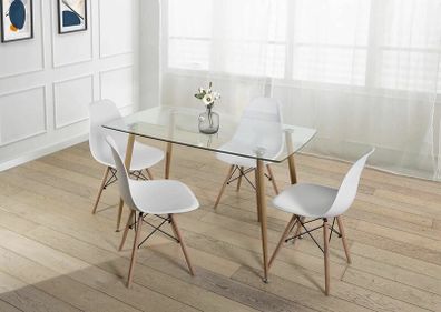 Modern Nordic Dining Set + 4 chairs  white