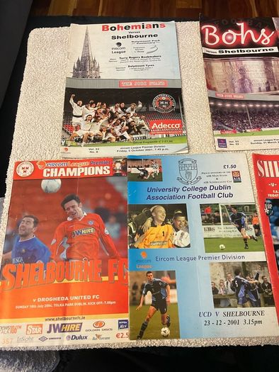 League of Ireland soccer programmes mostly Shelbourne any 5 for 10 euro