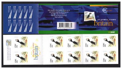 2004 Ireland Puffin Definite Stamp Booklet Mint Never Hinged (MNH). Hibernian HB117