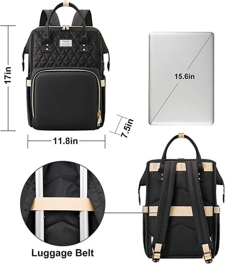 Laptop Backpack for Women,15.6 Inch Stylish Laptop Rucksack Wide Open, College School Backpack with USB Charging Port, Water Resistant Travel Business Work Bag Computer Bookbag for Men, Black (FREE POSTAGE)