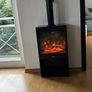 Freestanding Electric Fireplace with Heater & Chimney Pipe Image 5