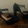 Black vintage style T-bar high heel platform shoes Image 3