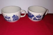 Rare Vintage Staffordshire China Blue, Coffee Cups (70s)