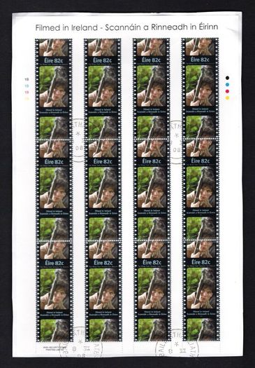 2008 Ireland Filmed in Ireland Commemorative Stamps Sheetlet (4 sheets) Plate 1A1A1A1A Fine Used with Dublin cancel of 8th July 2008 (First day of issue)