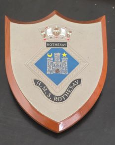 HMS Rothesay Painted Royal Navy Ship Badge Crest Shield Plaque
