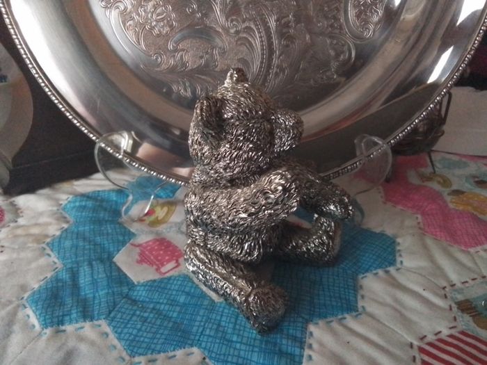 Silver Teddy Bear Ornament