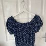 Navy bow print f&f soft women's blouse Image 6