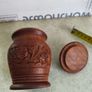 Vintage Jar with a lid / wood urn || hand carved floral ornaments || Hand made / cylinder shape Image 5