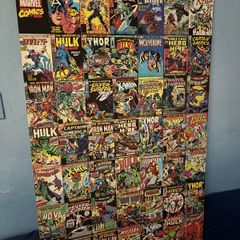 Marvel comic book cover collage canvas wall art, Vintage Retro